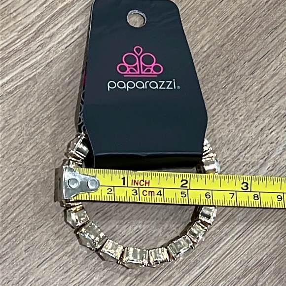 Paparazzi Born to Bedazzle Gold-Tone White Stone Rhinestone Sparkle Bracelet OS - Picture 7 of 7